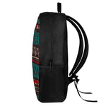 Teal And Brown Aztec Pattern Print 17 Inch Backpack