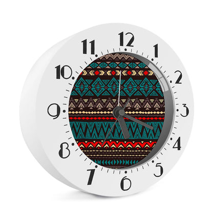 Teal And Brown Aztec Pattern Print Alarm Clock