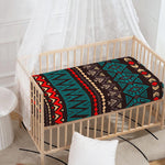 Teal And Brown Aztec Pattern Print Baby Crib Sheet