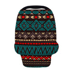 Teal And Brown Aztec Pattern Print Baby Seat Cover