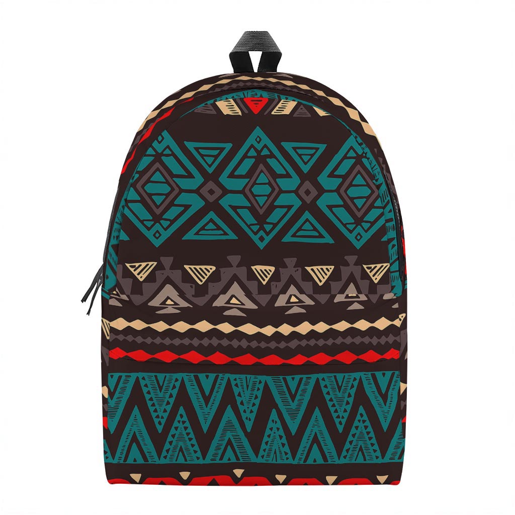 Teal And Brown Aztec Pattern Print Backpack