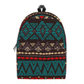 Teal And Brown Aztec Pattern Print School Backpack