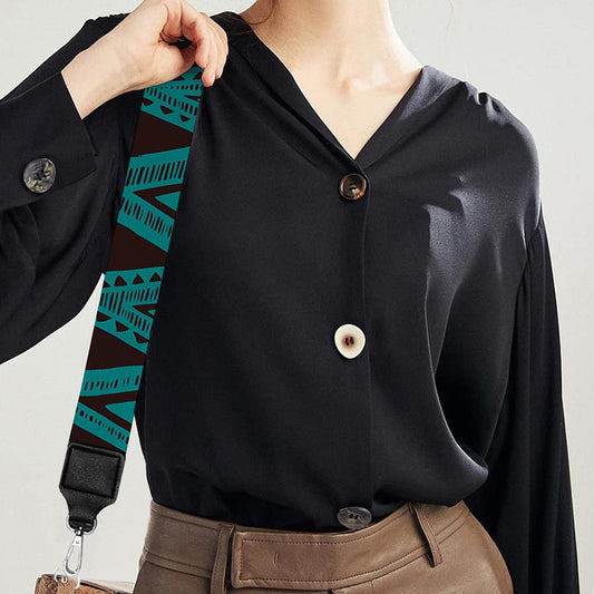 Teal And Brown Aztec Pattern Print Bag Strap