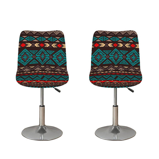 Teal And Brown Aztec Pattern Print Bar Stool Covers