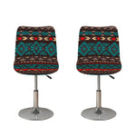 Teal And Brown Aztec Pattern Print Bar Stool Covers
