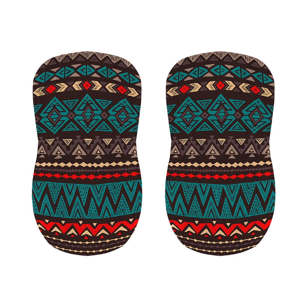 Teal And Brown Aztec Pattern Print Bar Stool Covers