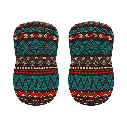 Teal And Brown Aztec Pattern Print Bar Stool Covers