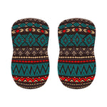 Teal And Brown Aztec Pattern Print Bar Stool Covers