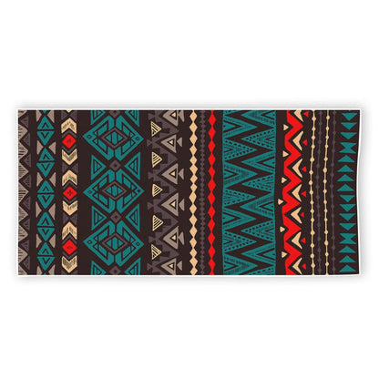 Teal And Brown Aztec Pattern Print Beach Towel