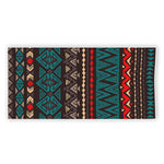 Teal And Brown Aztec Pattern Print Beach Towel