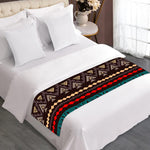 Teal And Brown Aztec Pattern Print Bed Runner
