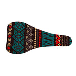 Teal And Brown Aztec Pattern Print Bicycle Seat Cover