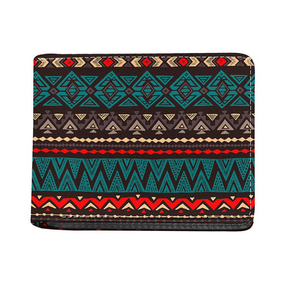 Teal And Brown Aztec Pattern Print Bifold Wallet