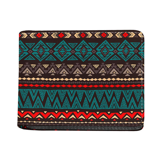 Teal And Brown Aztec Pattern Print Bifold Wallet