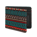 Teal And Brown Aztec Pattern Print Bifold Wallet