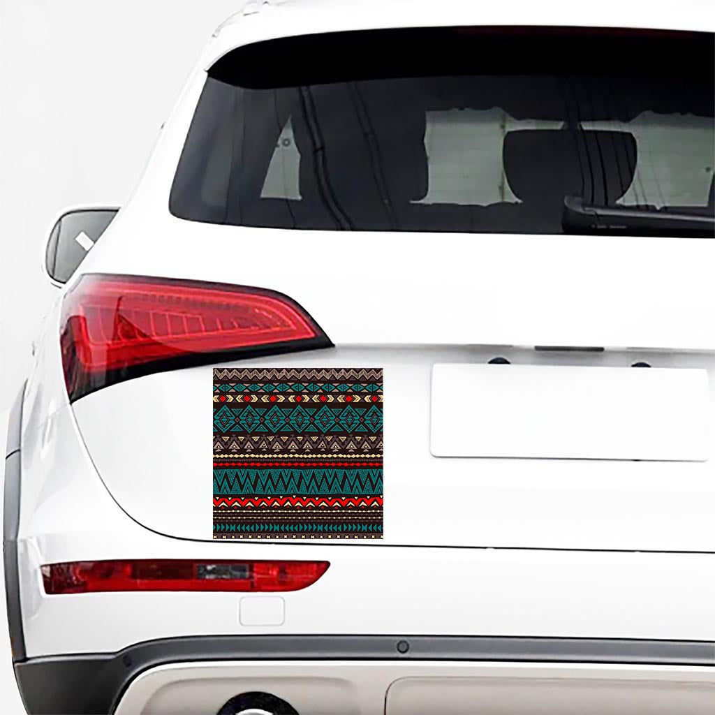 Teal And Brown Aztec Pattern Print Car Sticker