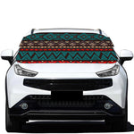 Teal And Brown Aztec Pattern Print Car Windshield Snow Cover