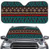 Teal And Brown Aztec Pattern Print Car Windshield Sun Shade