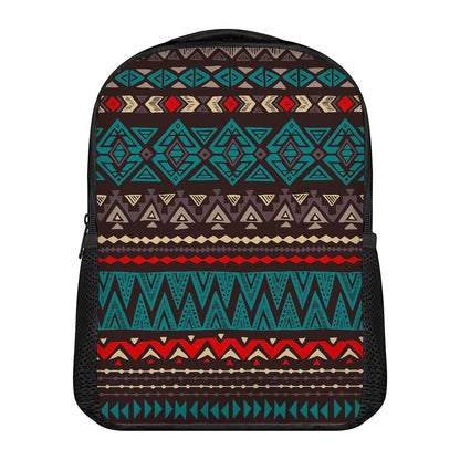 Teal And Brown Aztec Pattern Print Casual Backpack