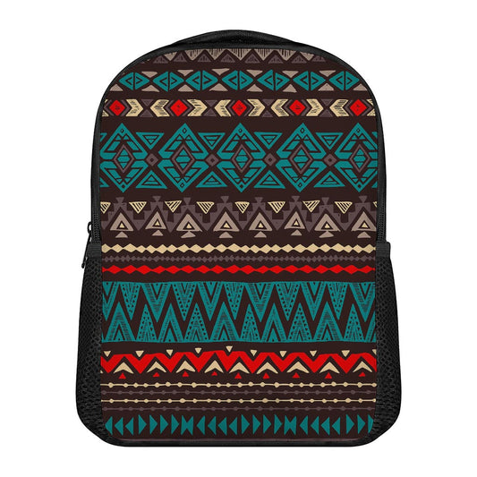 Teal And Brown Aztec Pattern Print Casual Backpack