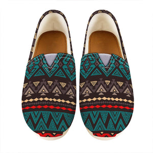 Teal And Brown Aztec Pattern Print Casual Shoes