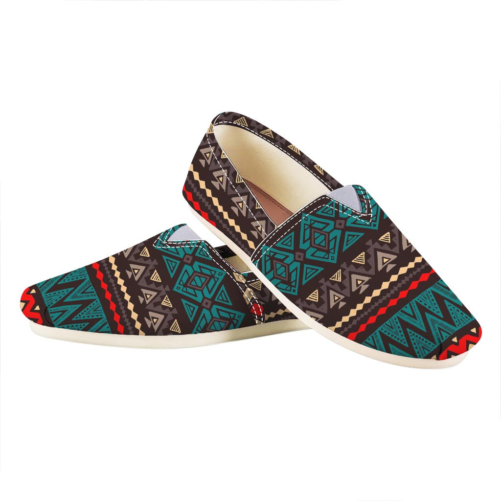 Teal And Brown Aztec Pattern Print Casual Shoes