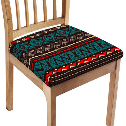 Teal And Brown Aztec Pattern Print Chair Cushion Cover