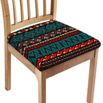 Teal And Brown Aztec Pattern Print Chair Cushion Cover