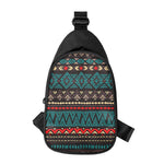 Teal And Brown Aztec Pattern Print Chest Bag