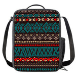 Teal And Brown Aztec Pattern Print Crossbody Lunch Bag