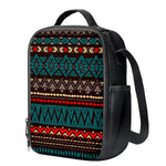 Teal And Brown Aztec Pattern Print Crossbody Lunch Bag
