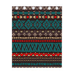 Teal And Brown Aztec Pattern Print Curtain