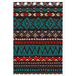 Teal And Brown Aztec Pattern Print Curtain
