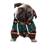 Teal And Brown Aztec Pattern Print Dog Zip Up Hoodie