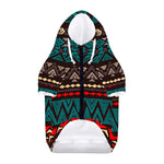 Teal And Brown Aztec Pattern Print Dog Zip Up Hoodie