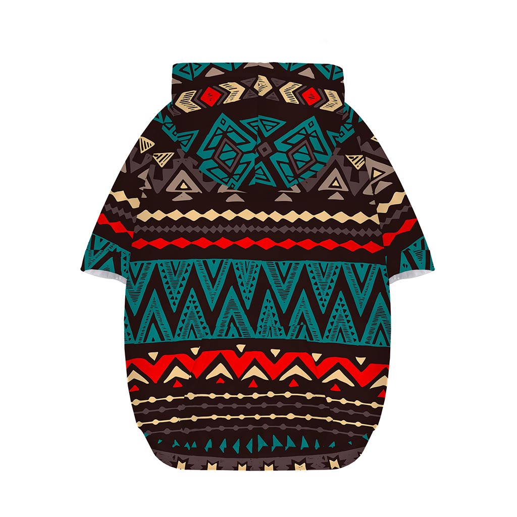 Teal And Brown Aztec Pattern Print Dog Zip Up Hoodie