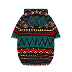 Teal And Brown Aztec Pattern Print Dog Zip Up Hoodie