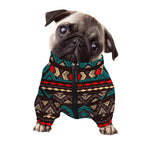 Teal And Brown Aztec Pattern Print Dog Zip Up Jacket