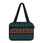 Teal And Brown Aztec Pattern Print Double Strap Bible Bag