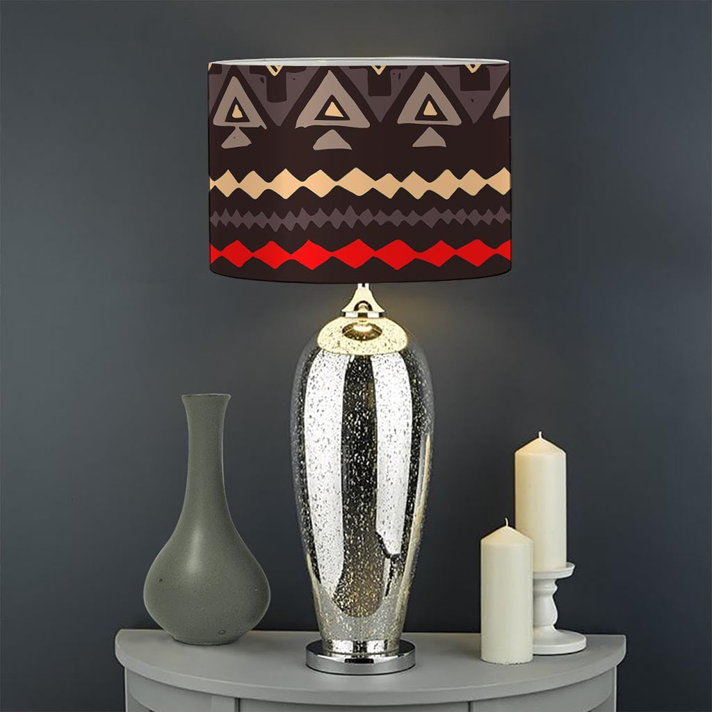 Teal And Brown Aztec Pattern Print Drum Lamp Shade