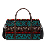 Teal And Brown Aztec Pattern Print Duffle Bag