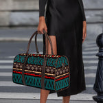 Teal And Brown Aztec Pattern Print Duffle Bag