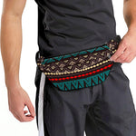 Teal And Brown Aztec Pattern Print Fanny Pack