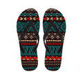 Teal And Brown Aztec Pattern Print Flip Flops