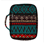 Teal And Brown Aztec Pattern Print Front Pocket Bible Bag