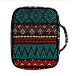 Teal And Brown Aztec Pattern Print Front Pocket Bible Bag