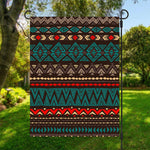 Teal And Brown Aztec Pattern Print Garden Flag