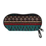 Teal And Brown Aztec Pattern Print Glasses Case