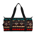 Teal And Brown Aztec Pattern Print Gym Bag