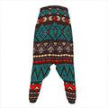 Teal And Brown Aztec Pattern Print Hammer Pants